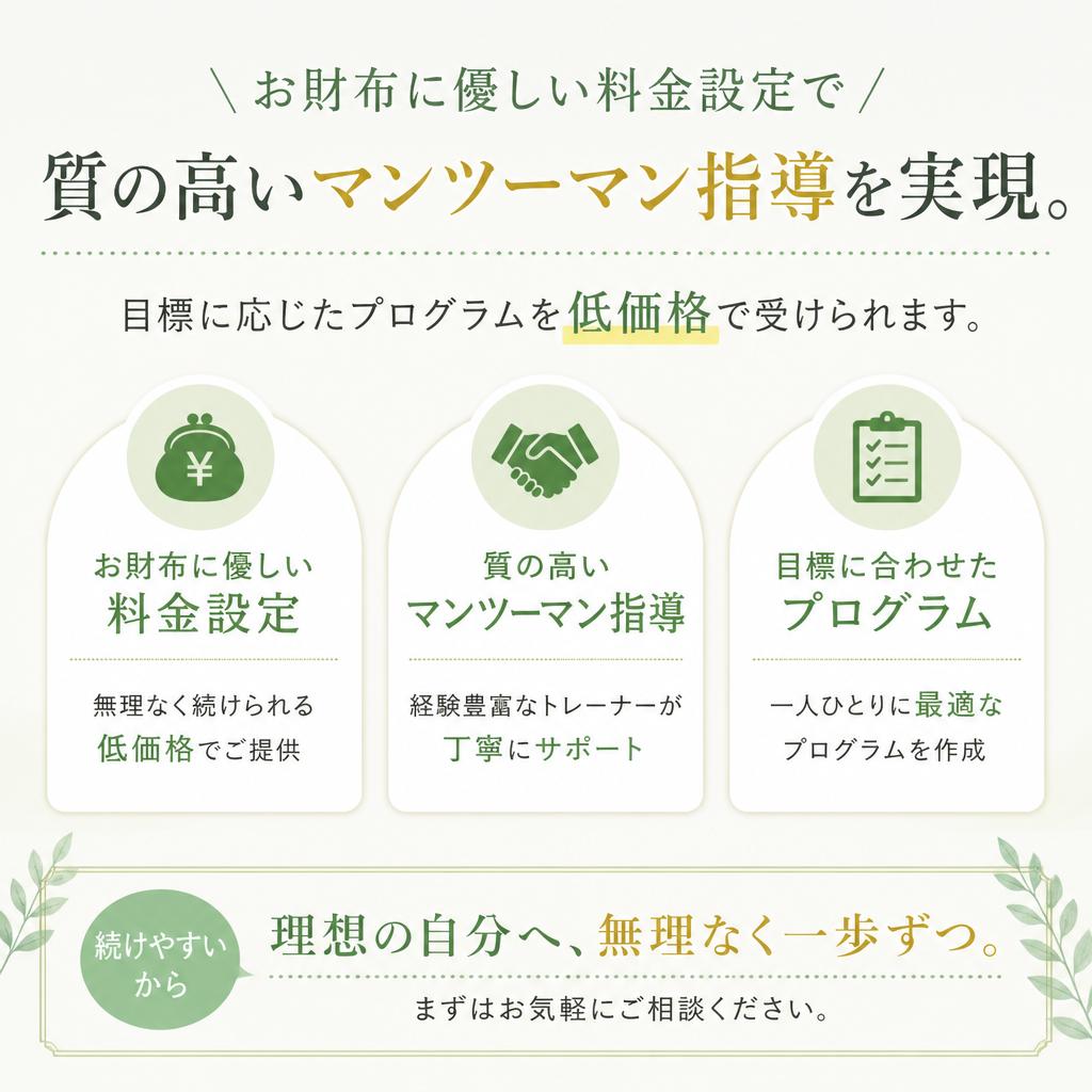 お手頃価格で質の高いトレーニング