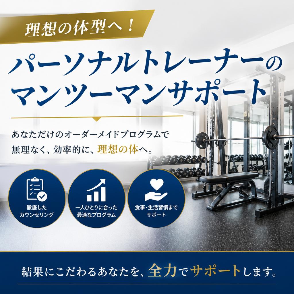 理想の体型へ！パーソナルトレーナーのマンツーマンサポート